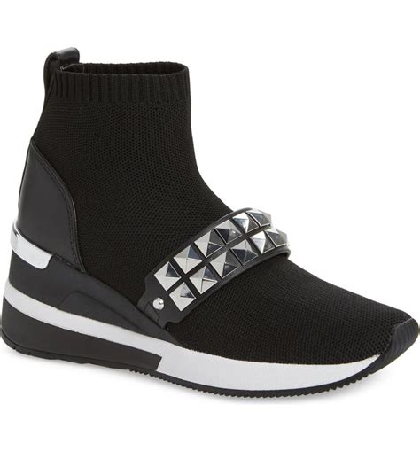 michael kors skyler embellished knit booties|Michael Kors skyler wedge sneakers.